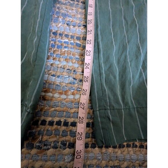 Coldwater Creek Wide Leg 12 Linen Blend Pants Pistachio Green Pinstriped - Picture 5 of 9